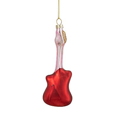 Northlight Red and Silver Glass Bass Guitar Christmas Ornament