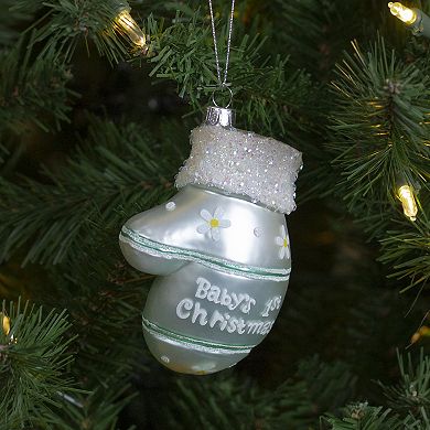 Northlight Mint Green Baby's 1st Christmas Mitten Holiday Ornament