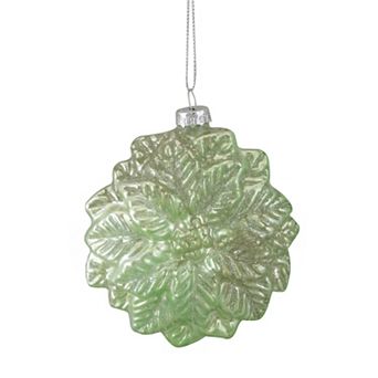 Northlight Green Glittered Poinsettia Flower Glass Christmas Ornament