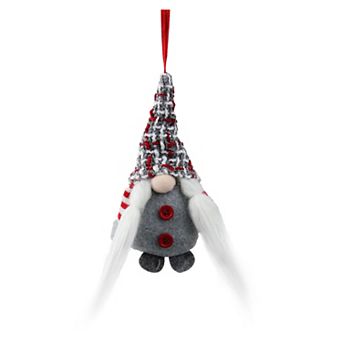 Northlight 6 in Gray & Red Plaid Santa's Helper Gnome Hat Christmas Ornament