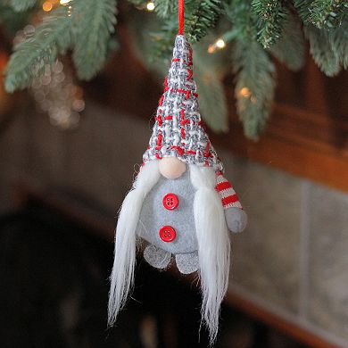 Northlight 6-in. Gray & Red Plaid Santa's Helper Gnome Hat Christmas Ornament