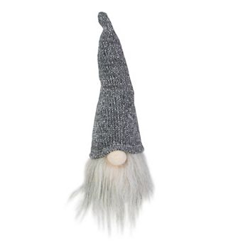 Northlight Lit Metallic Gray Knit Gnome Head Christmas Ornament