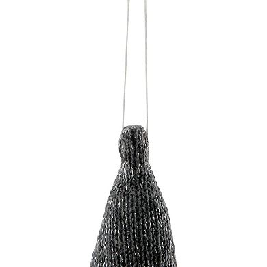 Northlight Lit Metallic Gray Knit Gnome Head Christmas Ornament