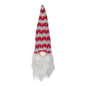 Northlight 8 in Lighted Red & Gray Knit Gnome Head Christmas Ornament