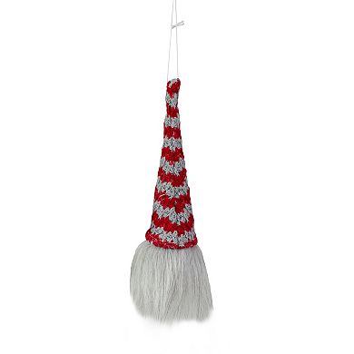 Northlight 8-in. Lighted Red & Gray Knit Gnome Head Christmas Ornament