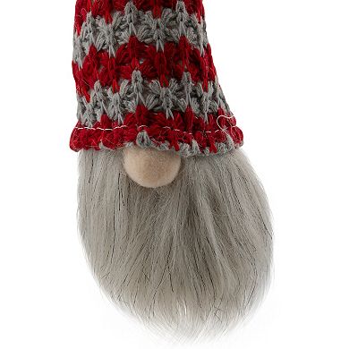 Northlight 8-in. Lighted Red & Gray Knit Gnome Head Christmas Ornament