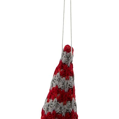 Northlight 8-in. Lighted Red & Gray Knit Gnome Head Christmas Ornament