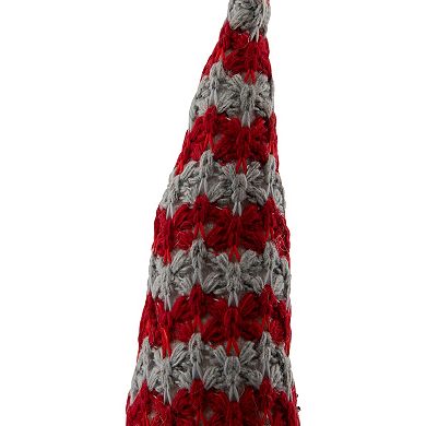 Northlight 8-in. Lighted Red & Gray Knit Gnome Head Christmas Ornament