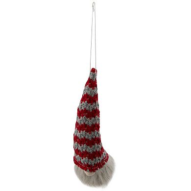Northlight 8-in. Lighted Red & Gray Knit Gnome Head Christmas Ornament