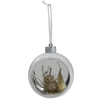 Northlight Silver and White Round Cutout Owl Christmas Ornament
