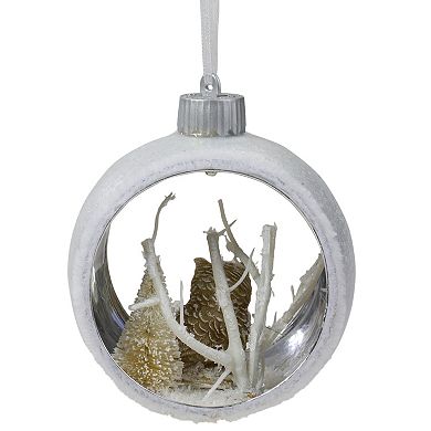 Northlight Silver and White Round Cutout Owl Christmas Ornament
