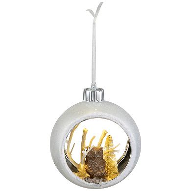 Northlight Silver and White Round Cutout Owl Christmas Ornament