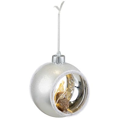 Northlight Silver and White Round Cutout Owl Christmas Ornament