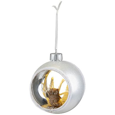 Northlight Silver and White Round Cutout Owl Christmas Ornament