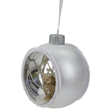 Northlight Silver and White Round Cutout Owl Christmas Ornament