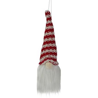 Northlight Lit Red and White Knit Gnome Head Christmas Ornament