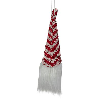 Northlight Lit Red and White Knit Gnome Head Christmas Ornament