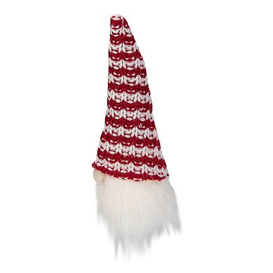 Northlight Lit Red and White Knit Gnome Head Christmas Ornament