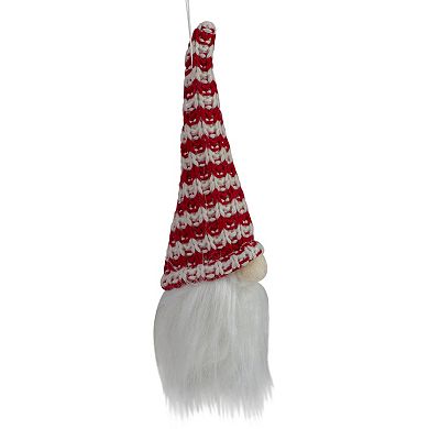 Northlight Lit Red and White Knit Gnome Head Christmas Ornament