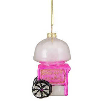 Northlight Pink White and Gold Cotton Candy Machine Glass Christmas Ornament
