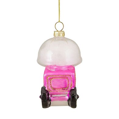 Northlight Pink White and Gold Cotton Candy Machine Glass Christmas Ornament