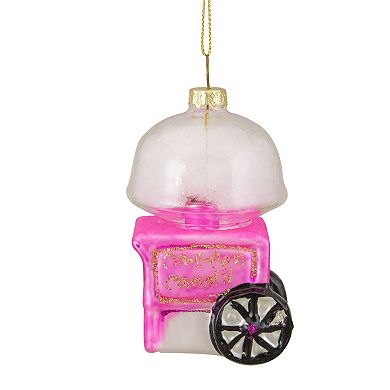 Northlight Pink White and Gold Cotton Candy Machine Glass Christmas Ornament