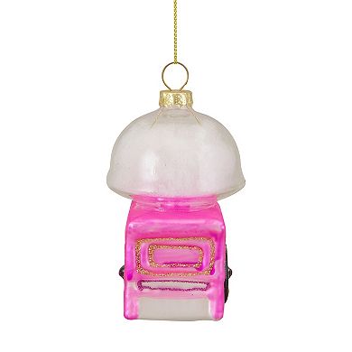 Northlight Pink White and Gold Cotton Candy Machine Glass Christmas Ornament