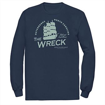 Big & Tall Outer Banks The Wreck Restaurant Ship Logo Tee