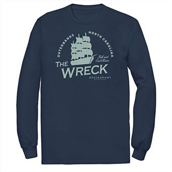 Big & Tall Outer Banks The Wreck Restaurant Ship Logo Tee