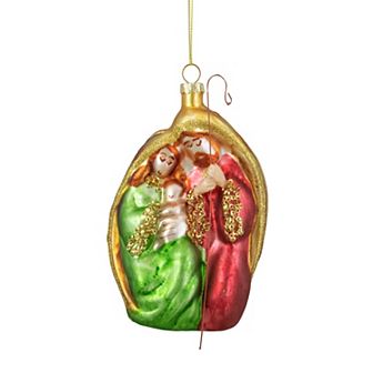 Northlight 6 in Religious Holy Family Glass Nativity Christmas Ornament