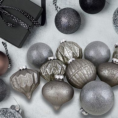 Northlight 12-Piece Neutral Tone Glass Ball Christmas Ornament Set