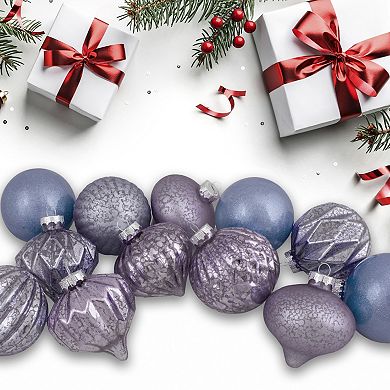 Northlight 12-Piece Purple Tone Glass Ball Christmas Ornament Set