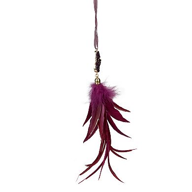 Northlight 9" Plum Red Feather and Gemstone Pendant Christmas Ornament