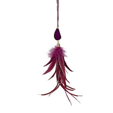 Northlight 9" Plum Red Feather and Gemstone Pendant Christmas Ornament