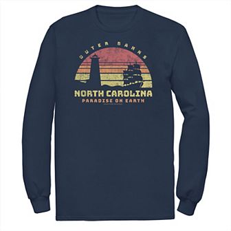 Big & Tall Outer Banks North Carolina Paradise On Earth Retro Sunset Tee