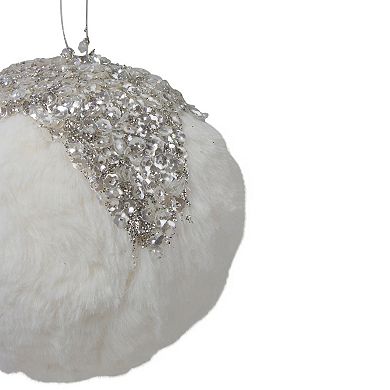 Northlight 4.25-in. White & Silver Faux Fur Christmas Ornament