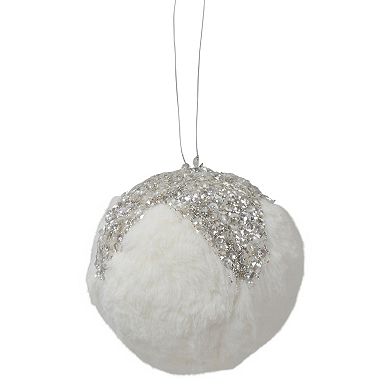 Northlight 4.25-in. White & Silver Faux Fur Christmas Ornament