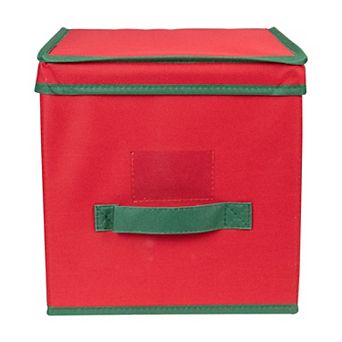 Northlight Seasonal Red & Green Christmas Ornament Storage Box & Removable Dividers