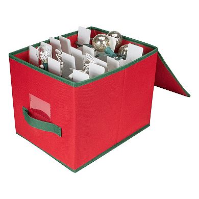 Northlight Seasonal Red & Green Christmas Ornament Storage Box & Removable Dividers