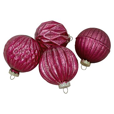 Northlight Seasonal Magenta Pink Finial & Glass Ball Christmas Ornaments 12-piece Set