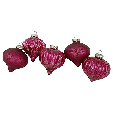 Northlight Seasonal Magenta Pink Finial & Glass Ball Christmas Ornaments 12-piece Set
