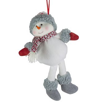 Northlight Seasonal Gray & Red Plush Snowman Hanging Christmas Ornament