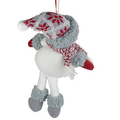 Northlight Seasonal Gray & Red Plush Snowman Hanging Christmas Ornament