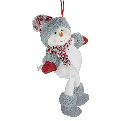 Northlight Seasonal Gray & Red Plush Snowman Hanging Christmas Ornament