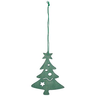 Northlight Seasonal Teal Green Wooden Cut Out Christmas Tree Ornament