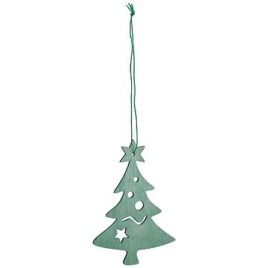 Northlight Seasonal Teal Green Wooden Cut Out Christmas Tree Ornament