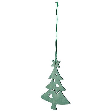 Northlight Seasonal Teal Green Wooden Cut Out Christmas Tree Ornament