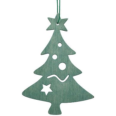 Northlight Seasonal Teal Green Wooden Cut Out Christmas Tree Ornament