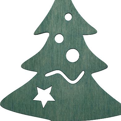 Northlight Seasonal Teal Green Wooden Cut Out Christmas Tree Ornament