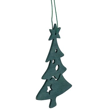 Northlight Seasonal Teal Green Wooden Cut Out Christmas Tree Ornament